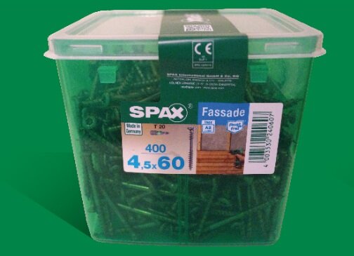 Spax для фасадов 4,5x70 мм 4547000450709 (250 шт/упак.) - двойная резьба, A2, бита T20