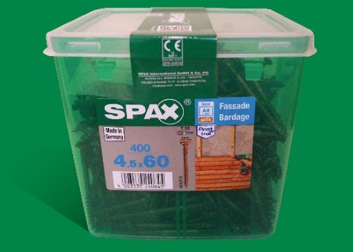 Spax для фасадов 4,5x60 мм 4547140450609 (400 шт/упак.) - двойная резьба, A2, бита T20, антик